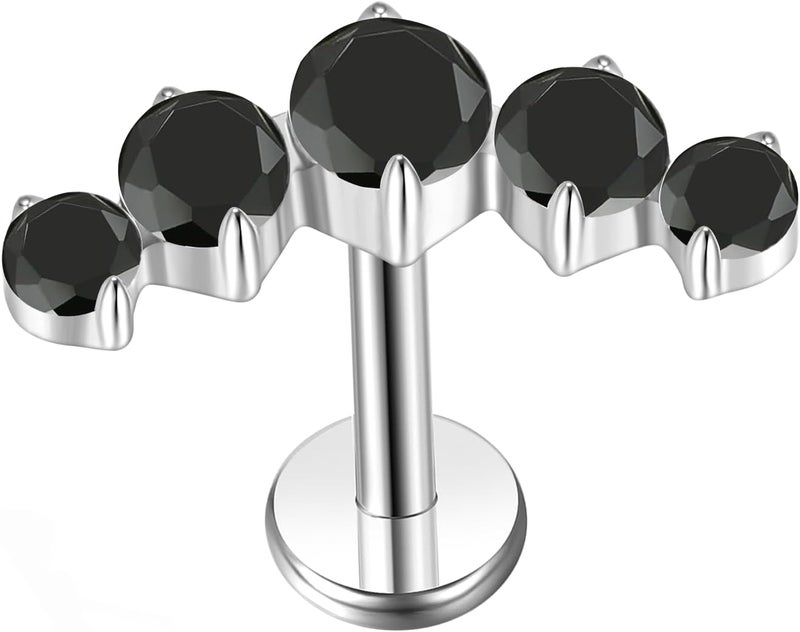 TOMIDES G23 Titanium Flat Back Earrings Studs 18g 16g F136 Implant Grade Titanium Labrets Press Fit Threadless Push In Dainty Cartilage Helix Conch Lobe Lip Tragus Piercing Jewelry - Image 1
